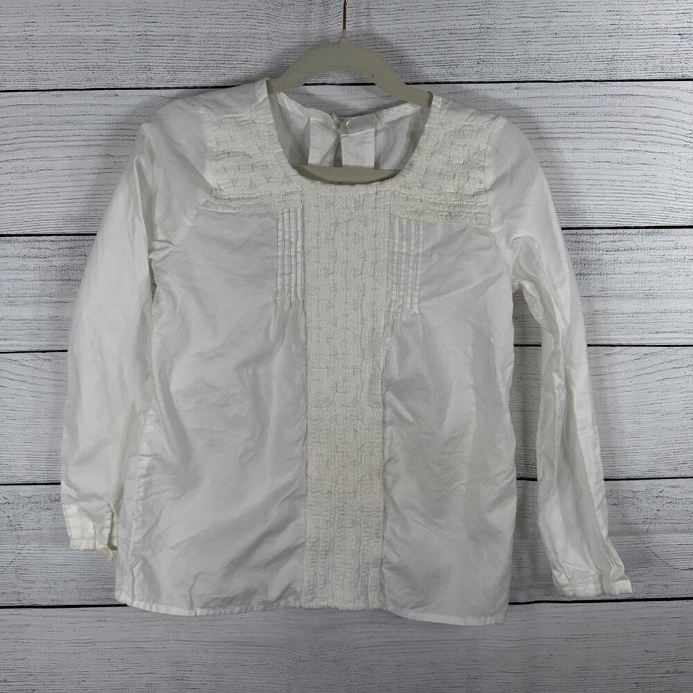 Carter's Hippy Boho Embroidered White Cotton Long Sleeve Shirt Blouse Size 8